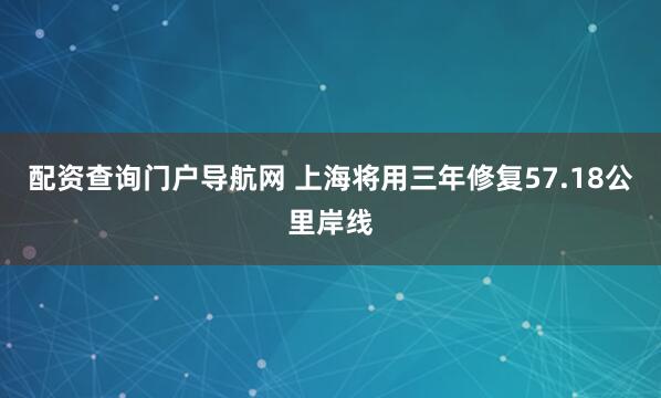 配资查询门户导航网 上海将用三年修复57.18公里岸线